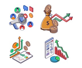 Aufkleber - Set of icons for business and digital marketing