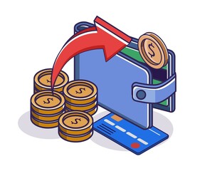 Poster - Saving money and atm in the wallet card