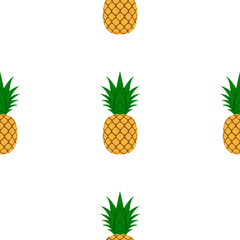 Wall Mural - pineapple seamless pattern. tropical fruits textile texture isolated white background. food print, f