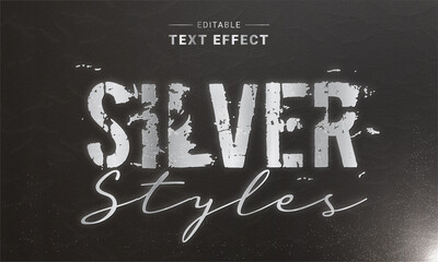 Wall Mural - Editable Silver Foil Text Effects Generator.