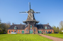 Historic Windmill Woldzigt In The Village Of Roderwolde, Netherlands