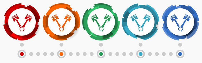 Poster - Pistons concept vector icon set, flat design pointers, infographic template
