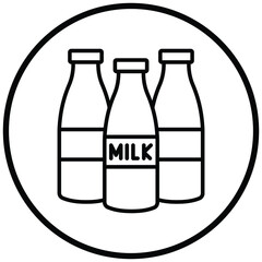 Sticker - Milk Bottles Icon Style