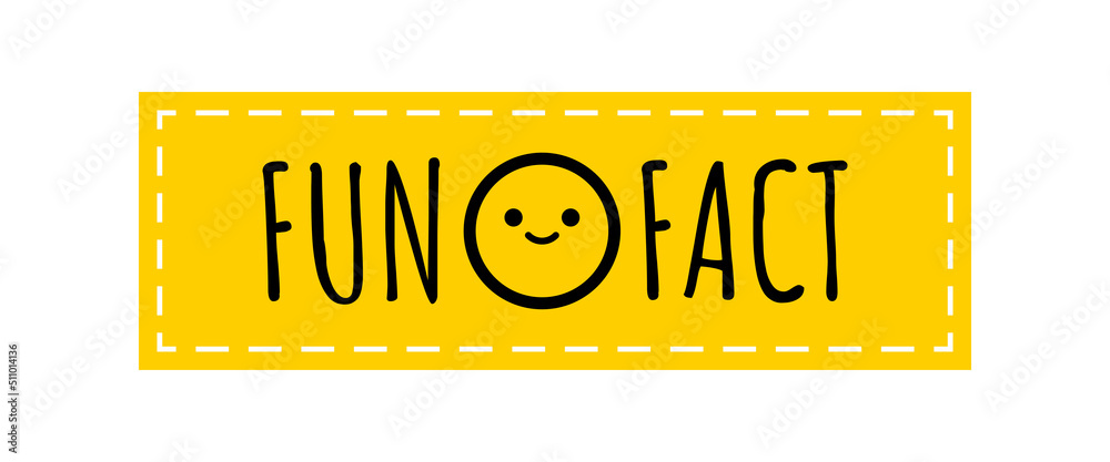 Fun facts with smiling face badge vector icon. Yellow rectangular shape ...