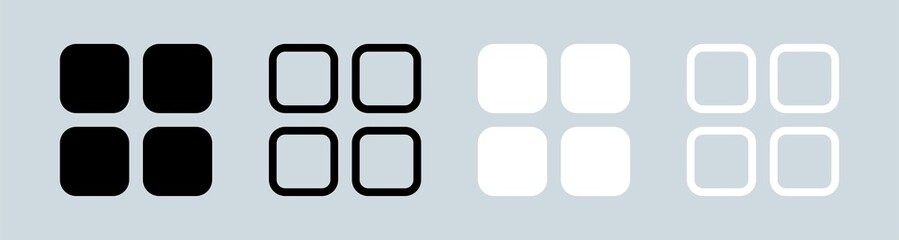 Poster - Main menu icon in black and white colors. Application list icon collection.