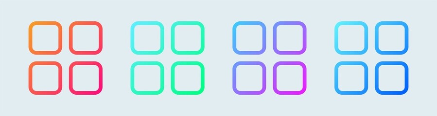 Poster - Main menu outline icon in gradient colors. Application list icon collection.