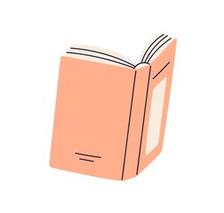 Poster - Back of open book with paper pages. Hard cover of abstract literature. Hardback and spine of school textbook, novel for reading, studying. Flat vector illustration isolated on white background