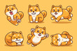 Collection of Cute Shiba Inu Cartoon Character