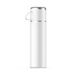 Blank thermos insulated vacuum stainless steel beverage bottle mockup template. 3d render illustration.
