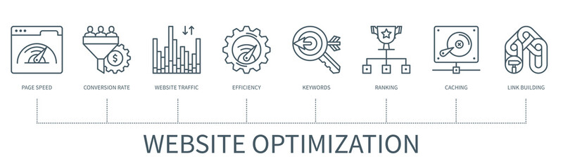 Poster - Website Optimization vector infographic in minimal outline style