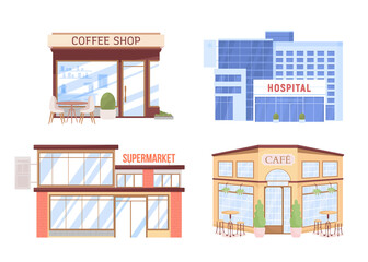 Poster - City service semi flat color vector objects set. Editable figures. Simple cartoon style illustration for web graphic design and animation collection. Akrobat, Bebas Neue, Cardo, Recursive fonts used