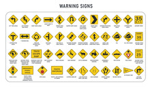 Set Of US Road Warning Signs