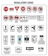 Set Of US Regulatory Road Signs