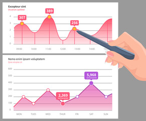 Poster - infographic chart vector template. annual statistics curve graph design. market data diagrams. graph