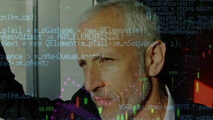 Poster - Animation of data processing over caucasian businessman