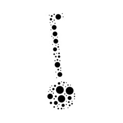 A large gyroscooter in the center made in pointillism style. The center symbol is filled with black circles of various sizes. Vector illustration on white background