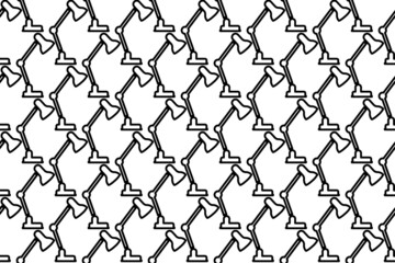 Poster - Seamless pattern completely filled with outlines of table lamp symbols. Elements are evenly spaced. Vector illustration on white background