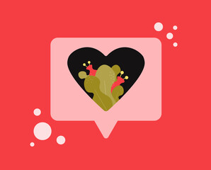 Poster - Notifications icon Like. Speech bubble. Like icon with heart for social network on red background. Flowers