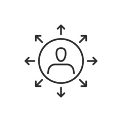 Poster - Customer search, user profile icon and arrows. High quality black vector illustration..