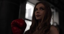 Strict Boxer Woman In The Boxing Gloves Ready To Fight