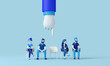 © ink drop - Hand pointing to an empty chair. Job vacancy concept. 3D Rendering