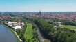 Filmmaterial der Stadt Regensburg in Bayern mit Blick zu dem Volksfest Dult und Dom, Deutschland