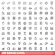 © ylivdesign - 100 brand icons set. Outline illustration of 100 brand icons vector set isolated on white background