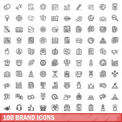 Poster - 100 brand icons set. outline illustration of 100 brand icons vector set isolated on white background