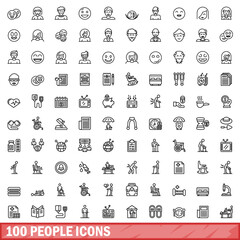 Poster - 100 people icons set. Outline illustration of 100 people icons vector set isolated on white background