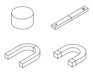 Poster - magnet icons set. isometric set of magnet vector icons outline isolated on white background