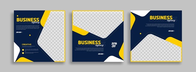 Wall Mural - editable minimal square banner template with geometric shapes for social media post, story and web i
