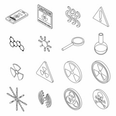 Wall Mural - Radiation icons set. Isometric set of radiation vector icons outline isolated on white background
