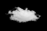 Fototapeta Niebo - Single white cloud isolated on black background, beautiful black and white single cloud