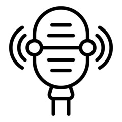 Sticker - Studio microphone icon outline vector. Video profit. Database app