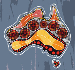 Wall Mural - Map of Australia decorated with aboriginal design