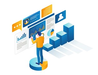 Aufkleber - The man is registering a digital marketing transformation analyst