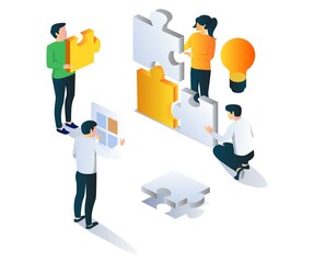 Poster - people putting together a puzzle