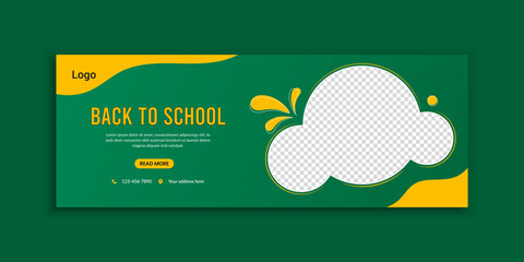 Wall Mural - School admission and back to school web banner and social media template design