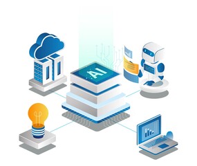 Aufkleber - Artificial intelligence with robots