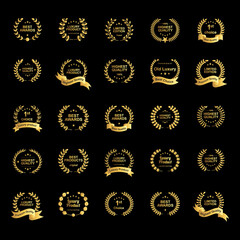 luxury gold awards label with multiple nomination categories isolated on black background easy to ed