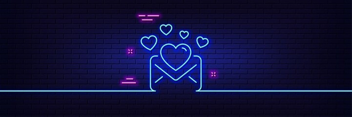Poster - neon light glow effect. love mail line icon. valentines message correspondence sign. e-mail symbol. 