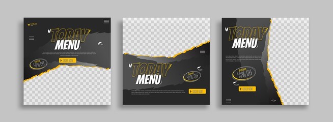 Creative food sosial media post template vector