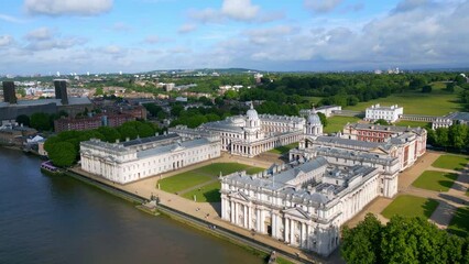 Wall Mural - Old Royal Naval College and National Maritime Museum in London Greenwich - aerial view - travel photography