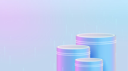 Wall Mural - Futuristic cyber stage with 3d neon podium glowing for Product display presentation in pastel colors background.