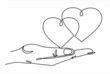One continuous line drawing of hand holding hearts.vector illustration