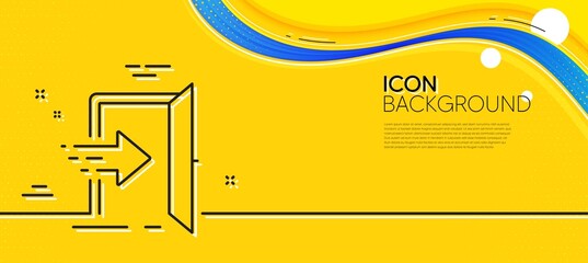 Aufkleber - Entrance line icon. Abstract yellow background. Entry door sign. Building exit symbol. Minimal entrance line icon. Wave banner concept. Vector