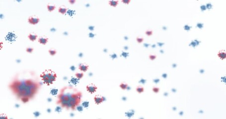 Poster - Animation of virus cells floating on white background