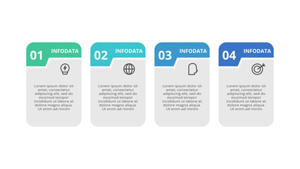 Poster - Rectangles infographic with 4 steps, options, parts or processes. Business data visualization.