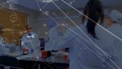 Poster - Animation of network of connections over diverse scientists talking in lab