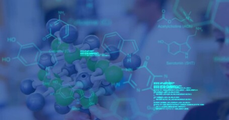 Poster - Animation of data processing and chemical formula over diverse schoolchildren and teacher